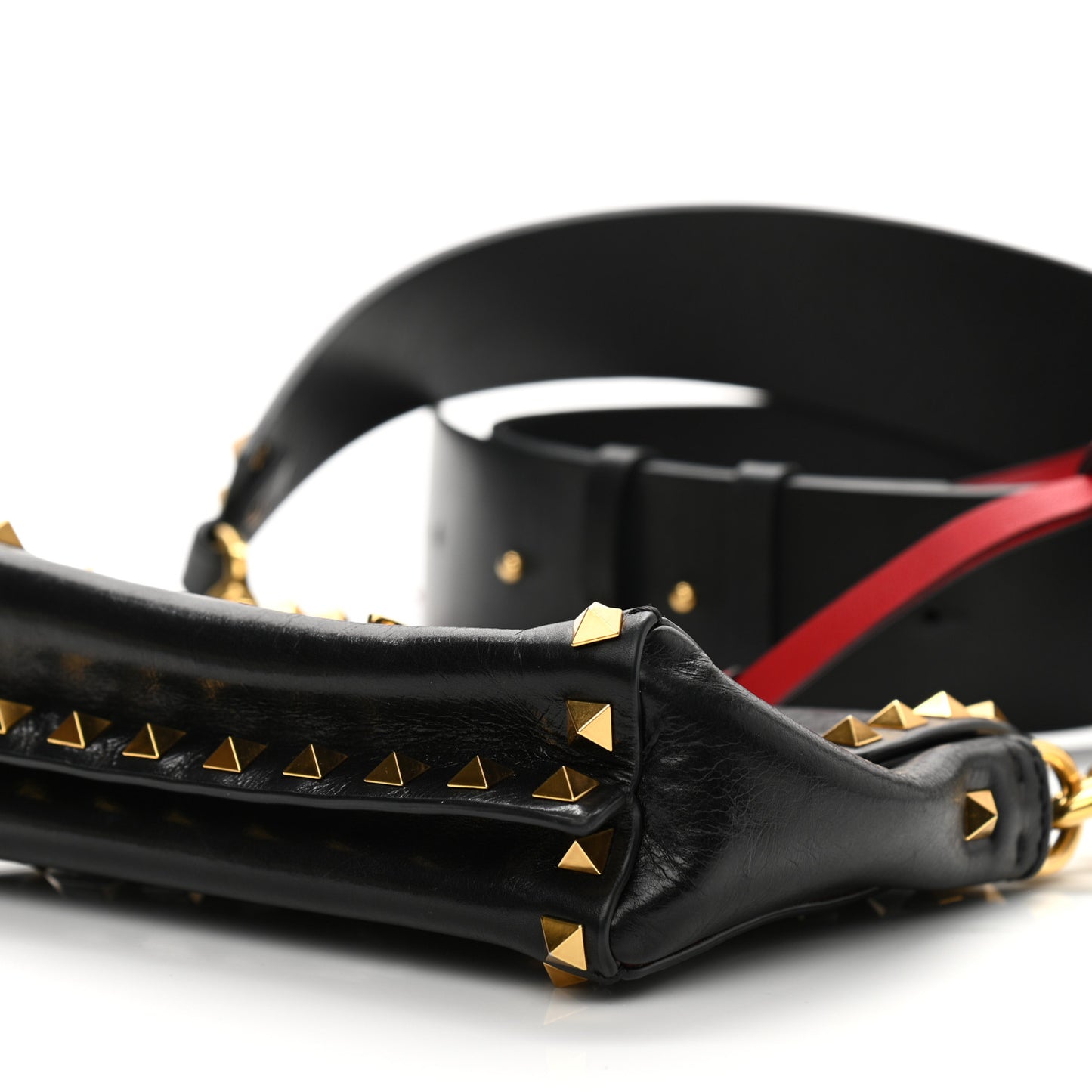 Grainy Calfskin Small Rockstud Hype Shoulder Bag Black
