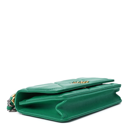 Chanel Shiny Lambskin Quilted Chanel 19 Wallet On Chain WOC Green 4 of 12