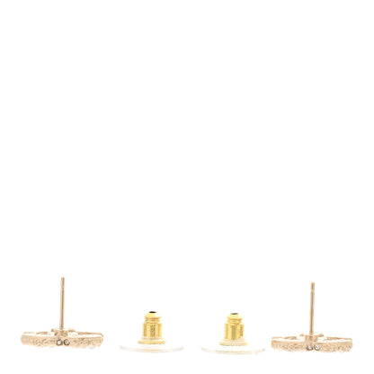 Chanel Pearl Crystal CC Earrings Light Gold 3 of 5