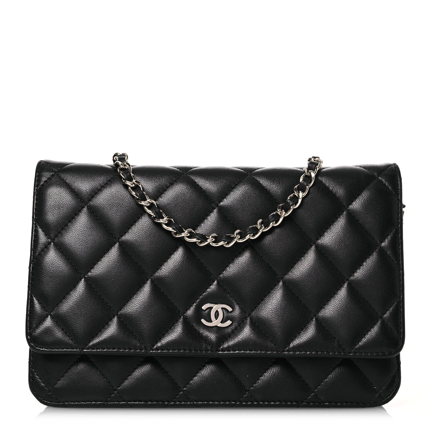 Chanel Lambskin Quilted Wallet On Chain WOC Black 1 of 16