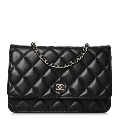 Chanel Lambskin Quilted Wallet On Chain WOC Black 1 of 16