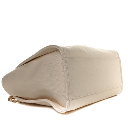 Chanel Canvas Pearl Medium Deauville Tote Ecru Beige 9 of 10
