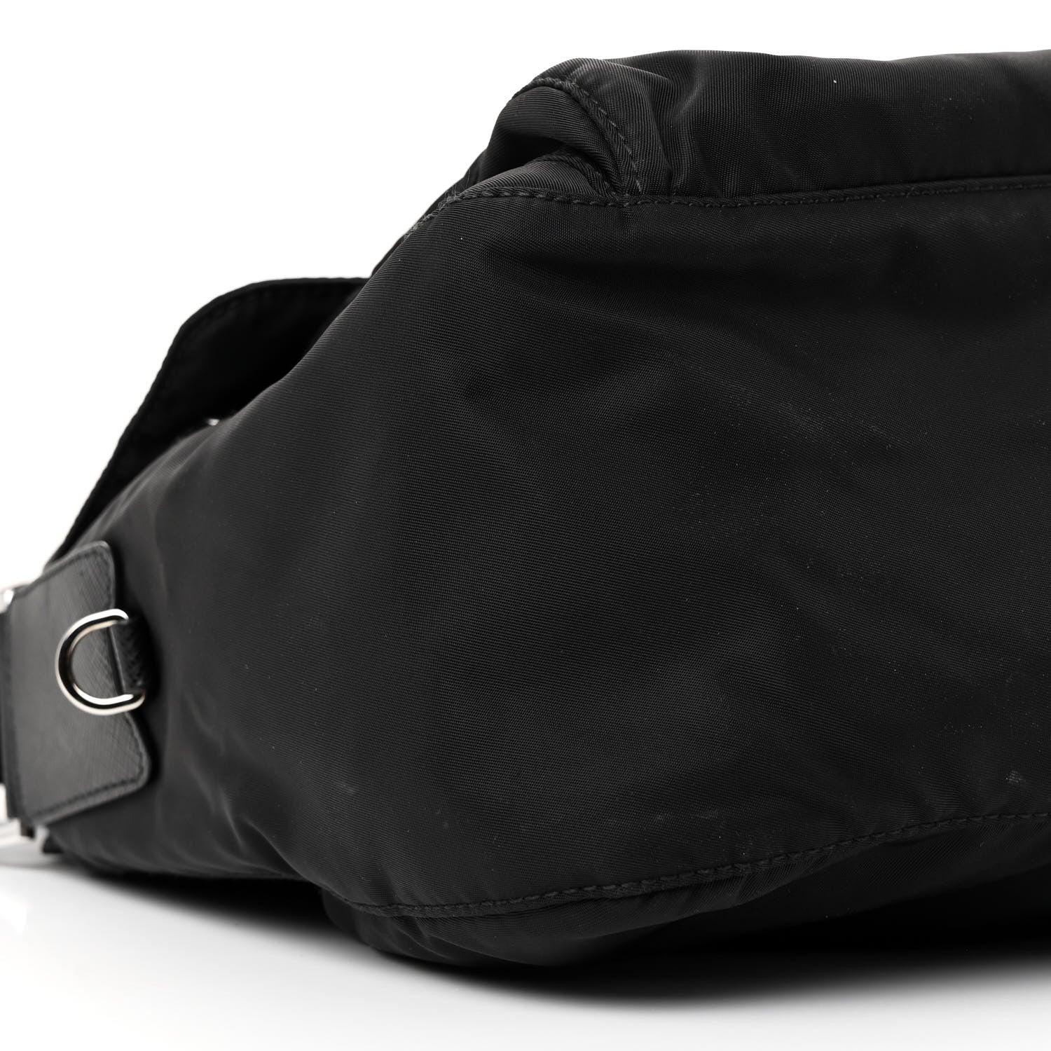 Prada Re-Nylon Vela Saffiano Pocket Double Buckle Messenger Shoulder Bag Black 8 of 9