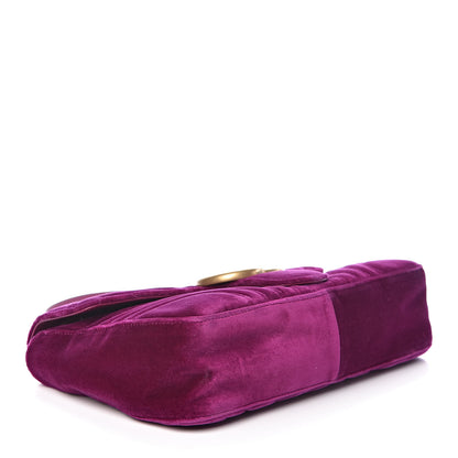 Gucci Velvet Matelasse Medium GG Marmont Shoulder Bag Fuchsia Violet Cyclamen 4 of 14