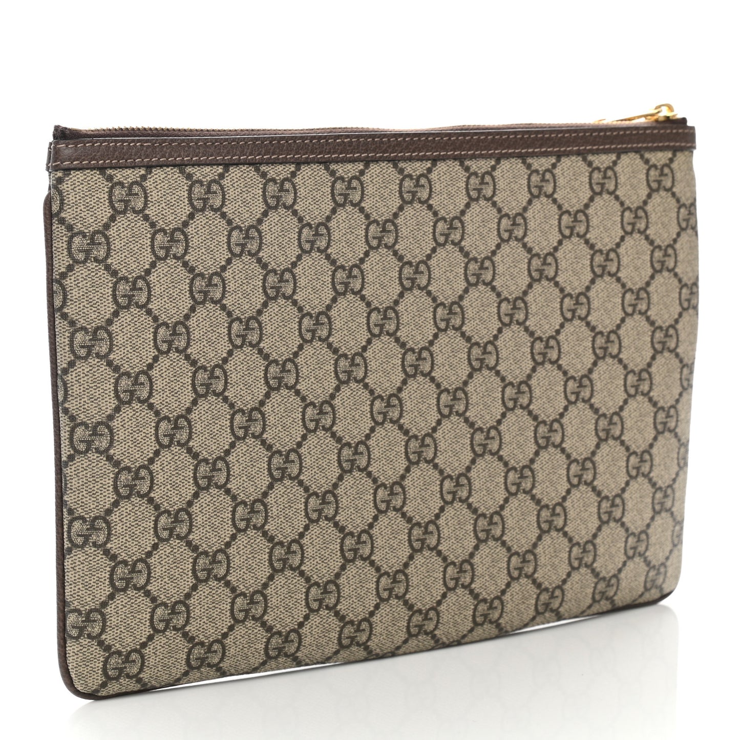 GG Supreme Monogram Large Ophidia Pouch Clutch Brown