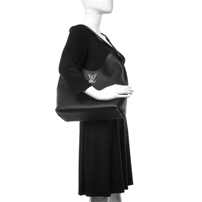Louis Vuitton Calfskin Lockme Hobo Black 2 of 13