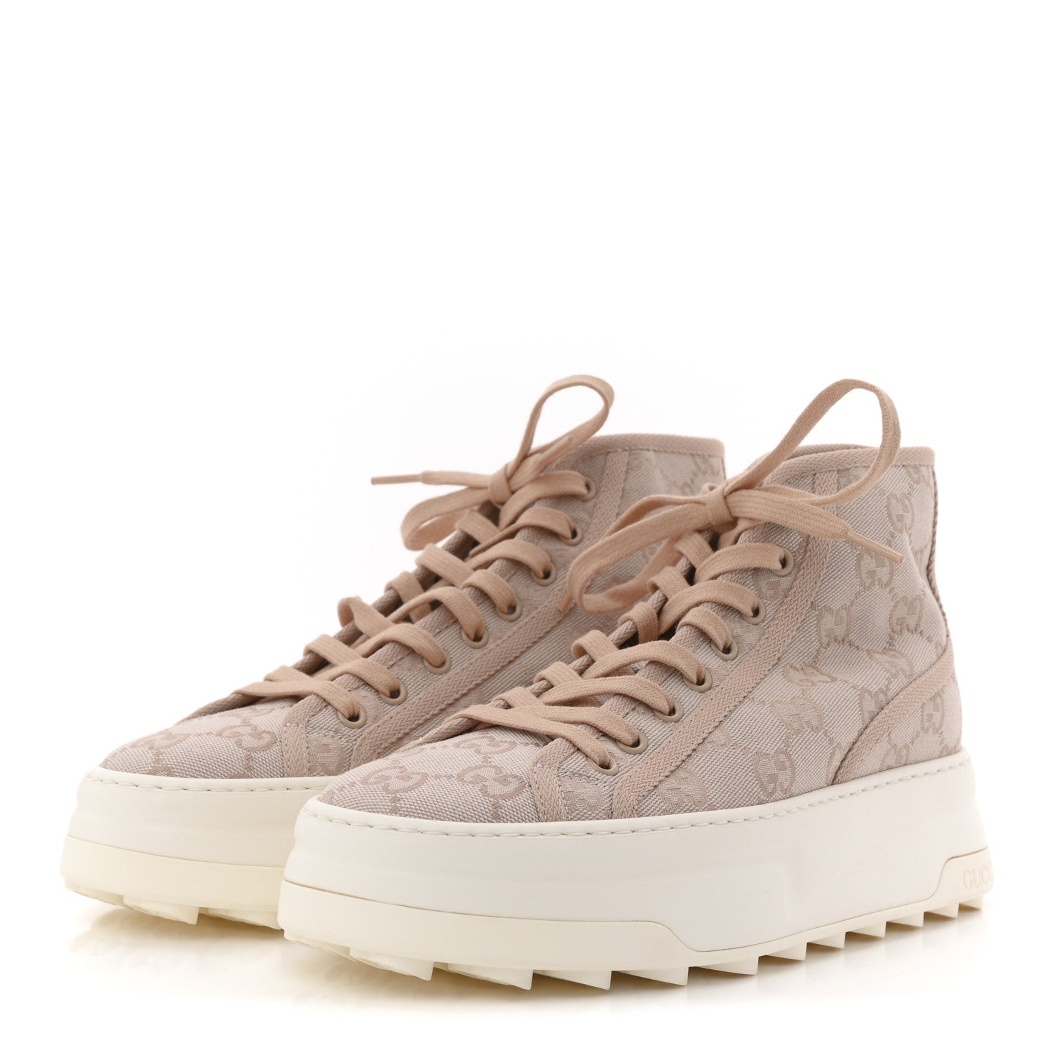 Gucci New Canvas GG Monogram Womens Tennis 1977 High Top 55mm Platform Sneakers 38 Skin Rose Dark Skin Rose 4 of 8
