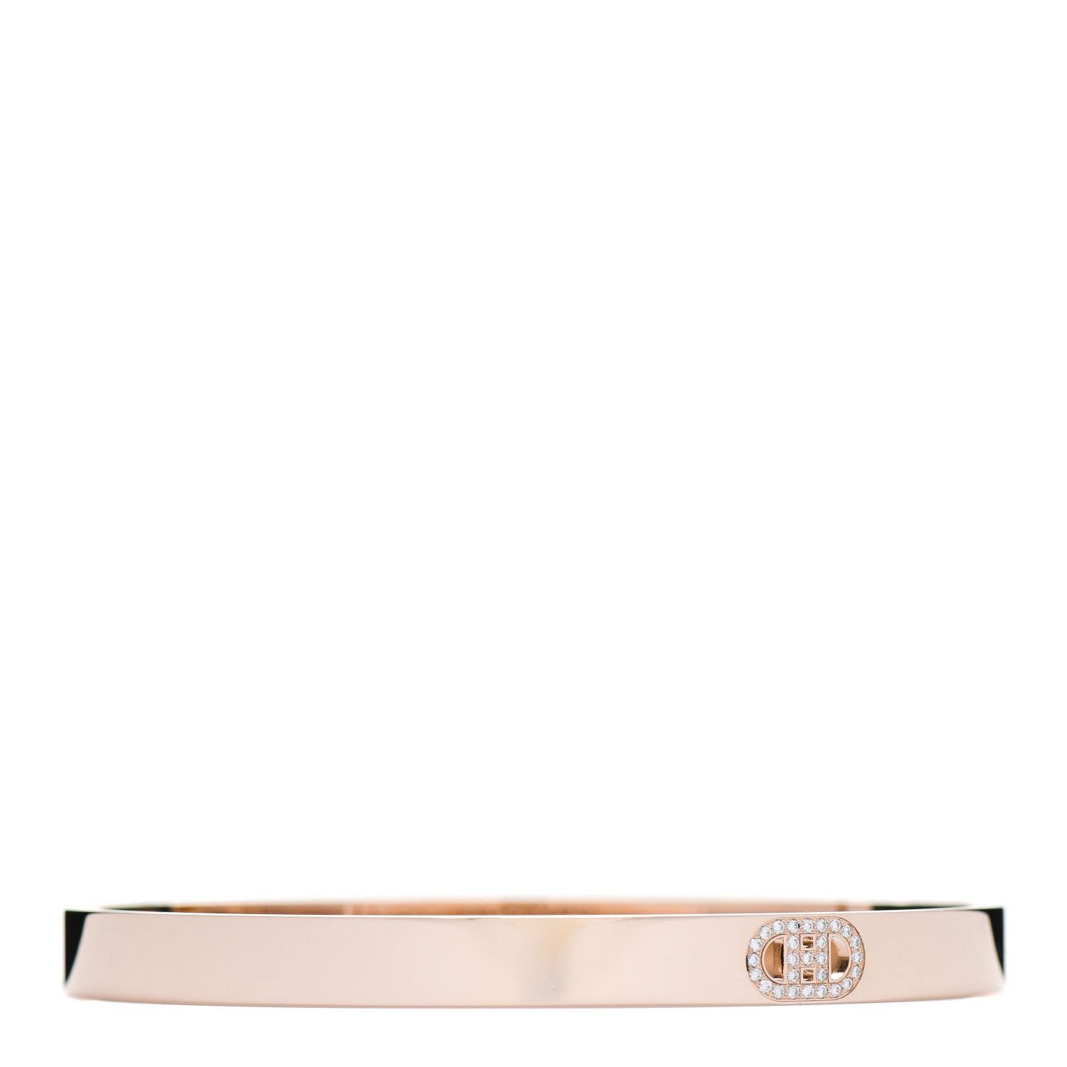Hermes 18K Rose Gold Diamond PM H D'Ancre Bracelet SH 1 of 3
