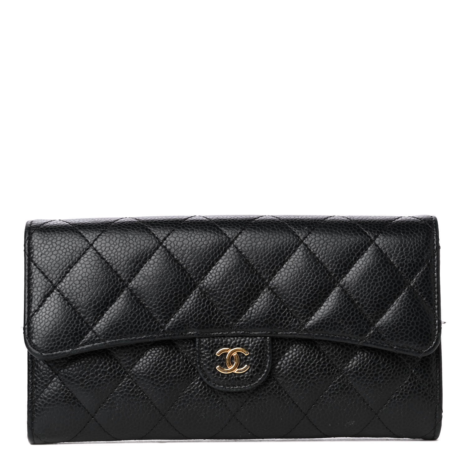 Chanel Caviar Quilted Large Gusset Flap Wallet Black 1 of 4