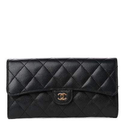 Chanel Caviar Quilted Large Gusset Flap Wallet Black 1 of 4