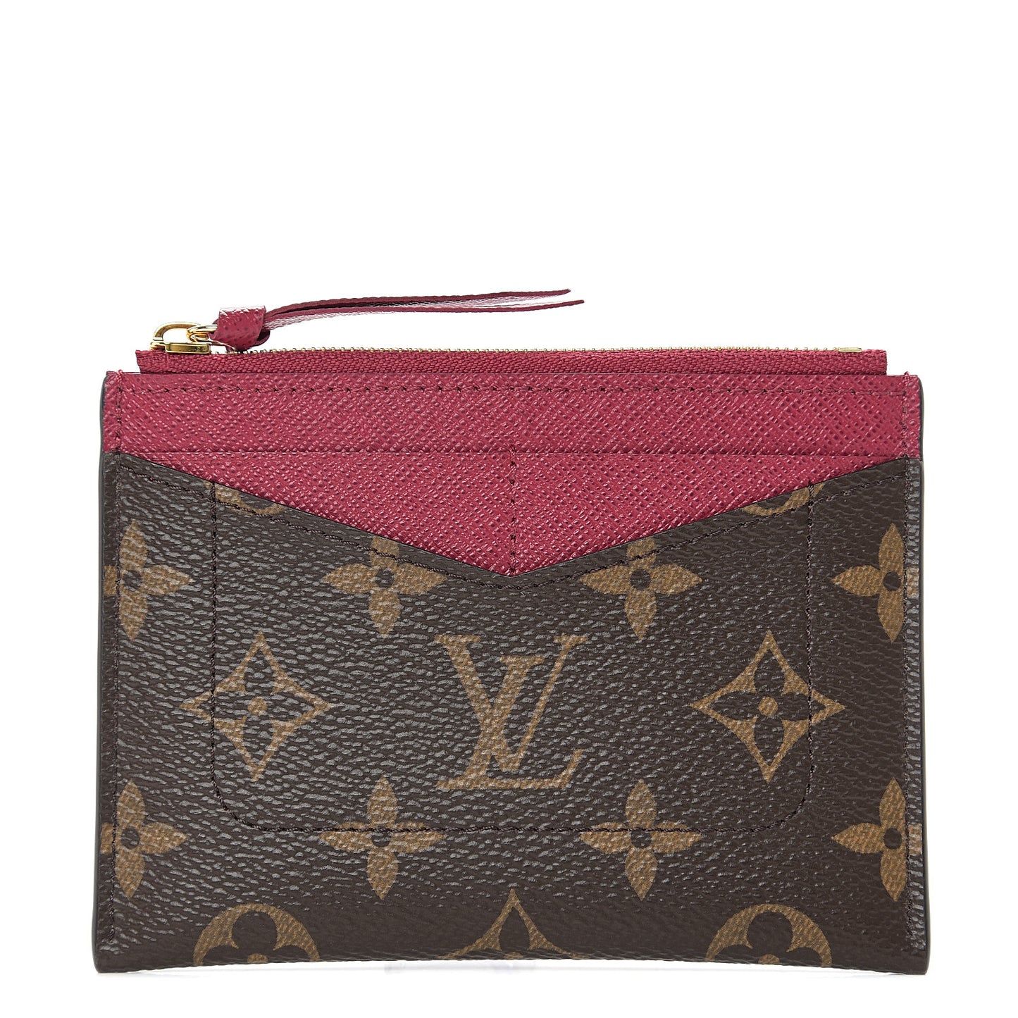 Monogram Zipped Card Holder Fuchsia
