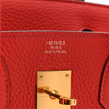 Hermes Taurillon Clemence Birkin 30 Rouge Pivoine 11 of 19