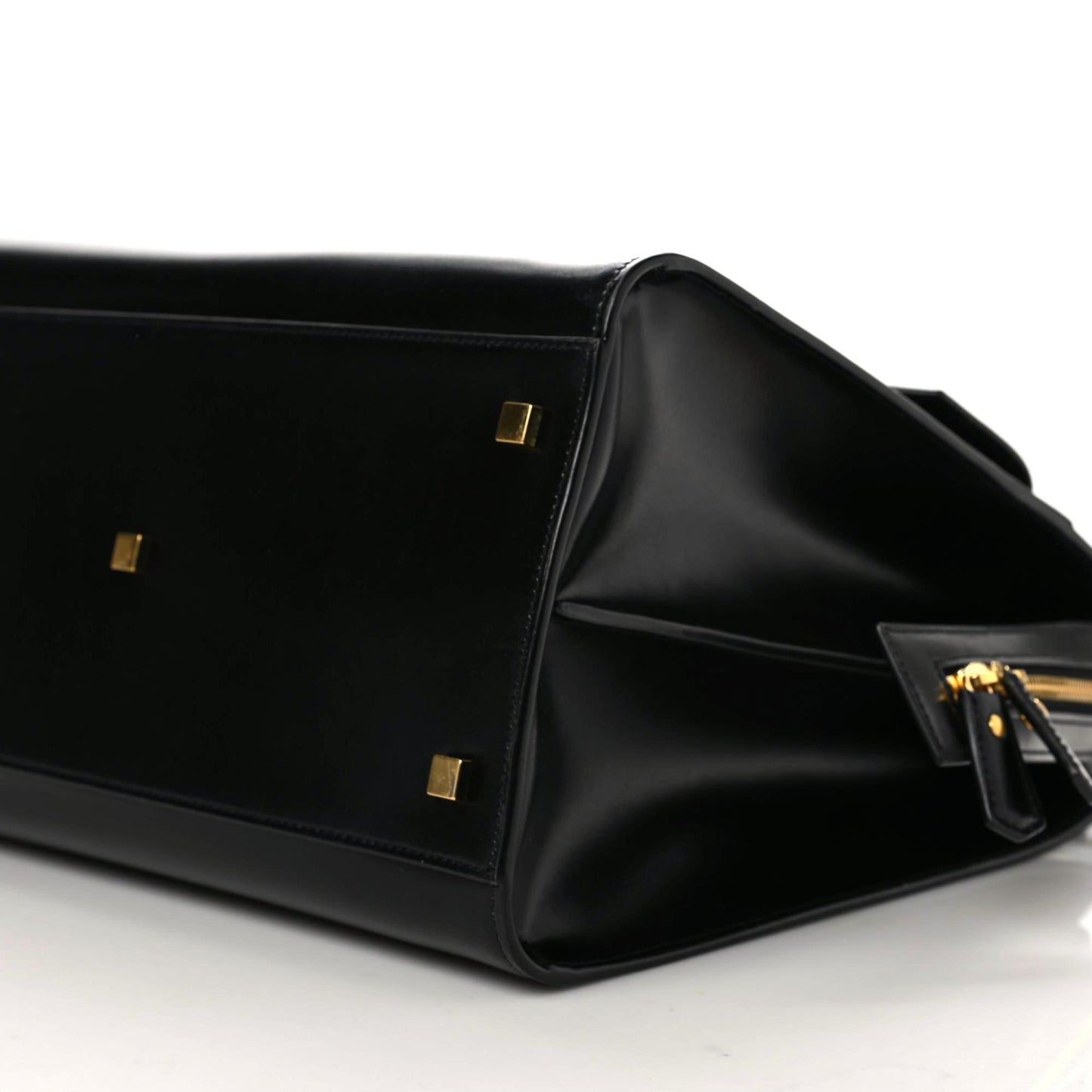 Shiny Calfskin Large Uptown Tote Black