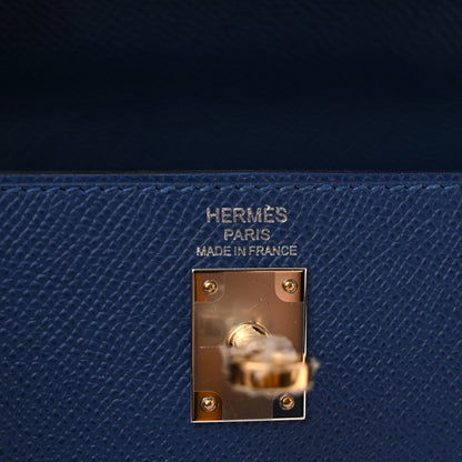 Hermes Epsom Kelly Sellier 25  Bleu Tie 6 of 12