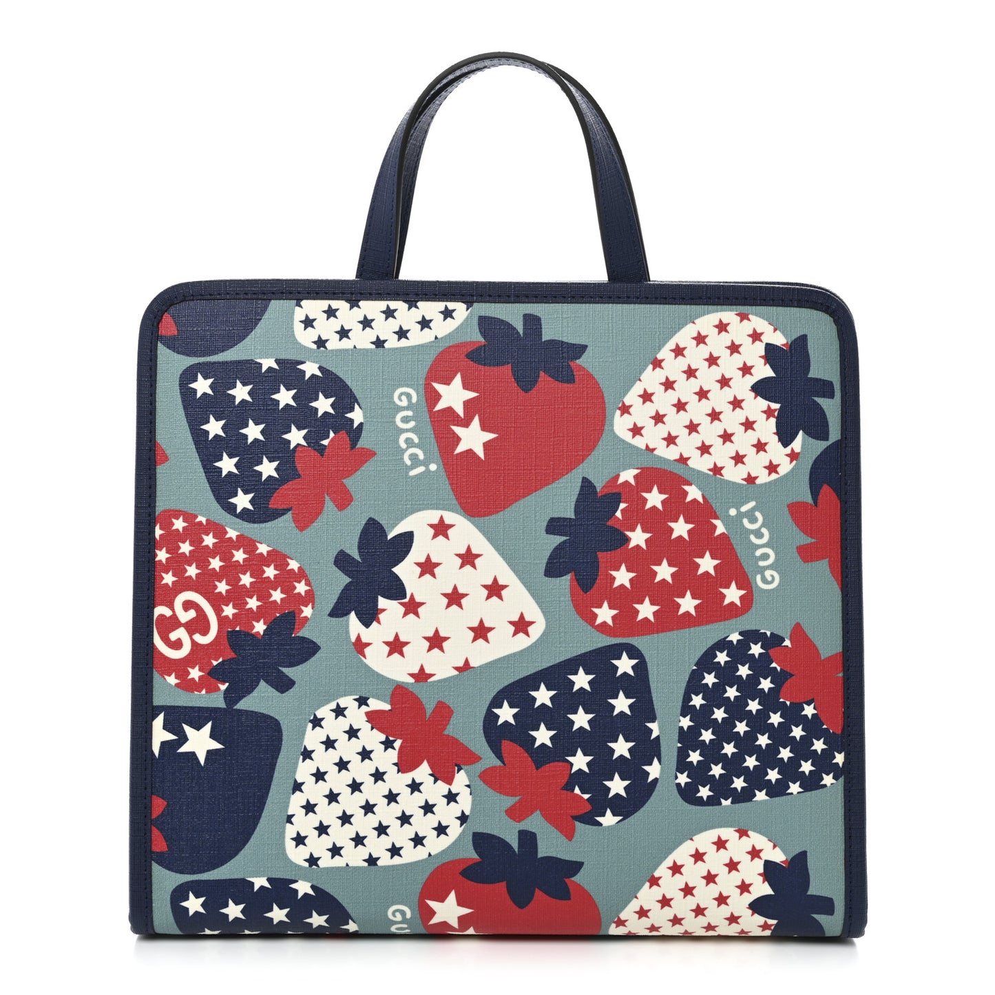 Coated Canvas Strawberry Stars Childrens Tote Red White Blue