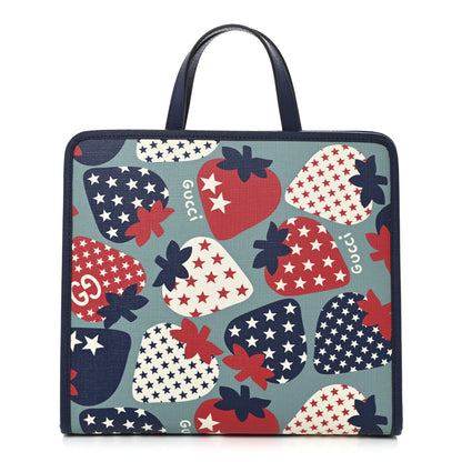 Gucci Coated Canvas Strawberry Stars Childrens Tote Red White Blue 1 of 10