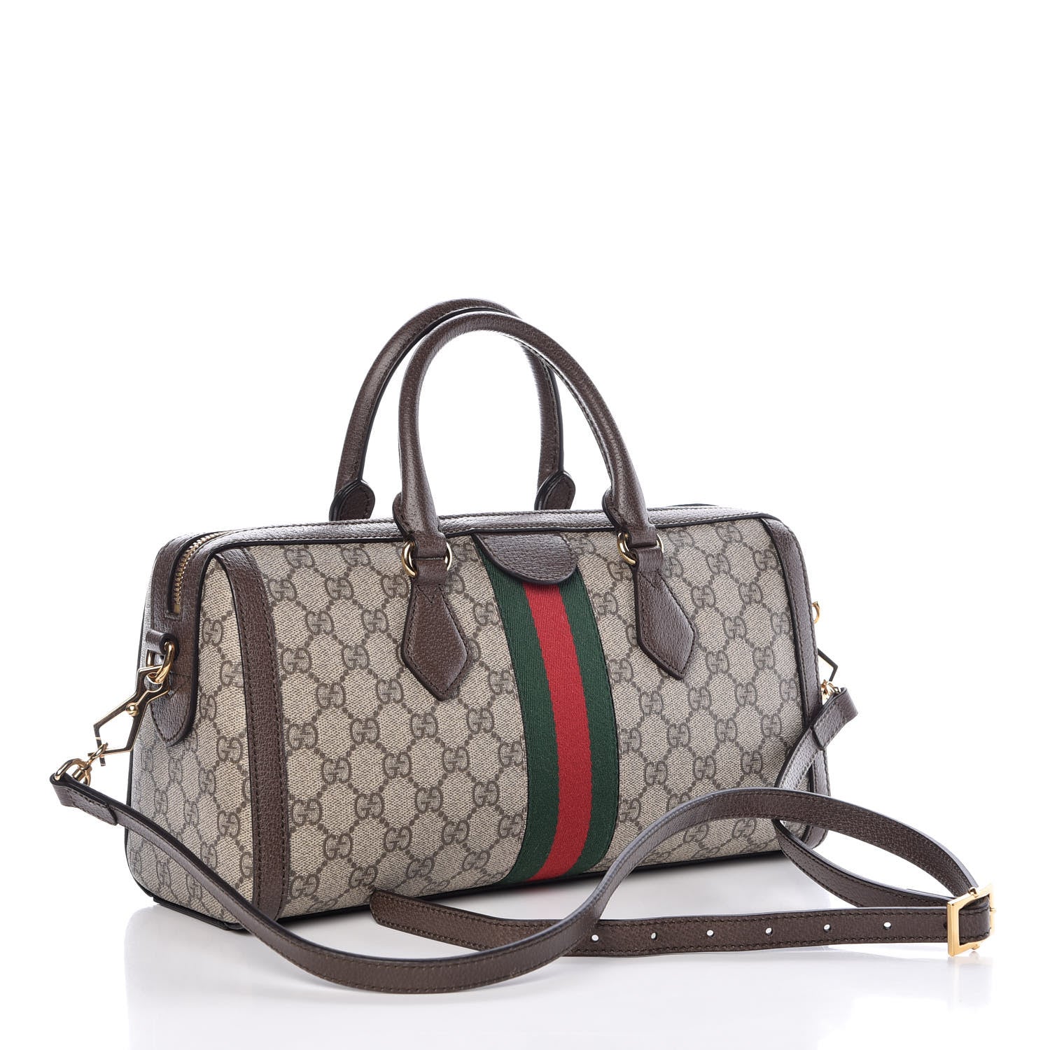 Gucci GG Supreme Monogram Web Medium Ophidia Boston Brown 3 of 7