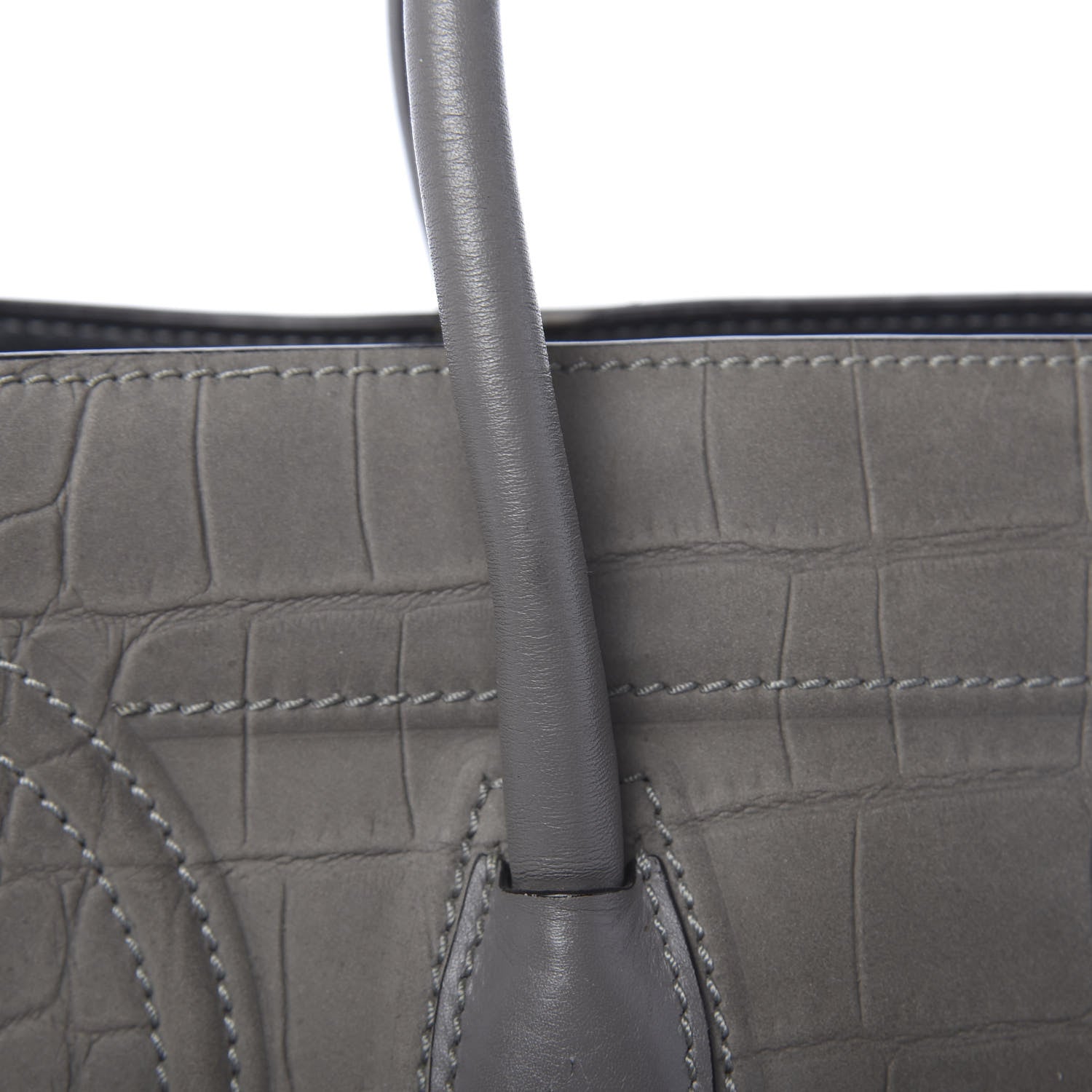 Celine Crocodile Embossed Nubuck Medium Phantom Luggage Grey 14 of 17