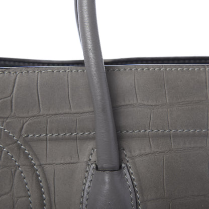 Celine Crocodile Embossed Nubuck Medium Phantom Luggage Grey 14 of 17