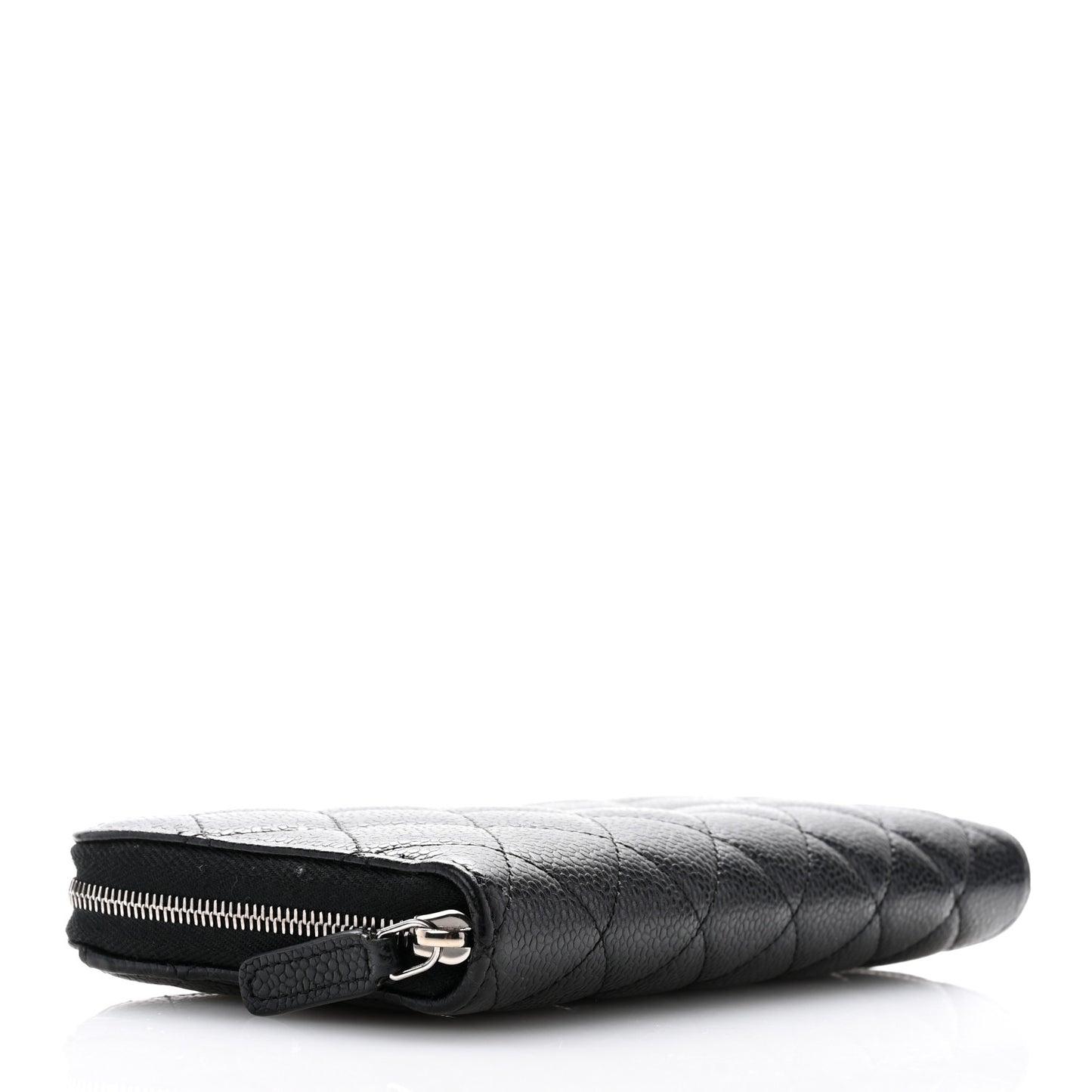 Caviar Quilted Large Gusset Zip Around Wallet Black