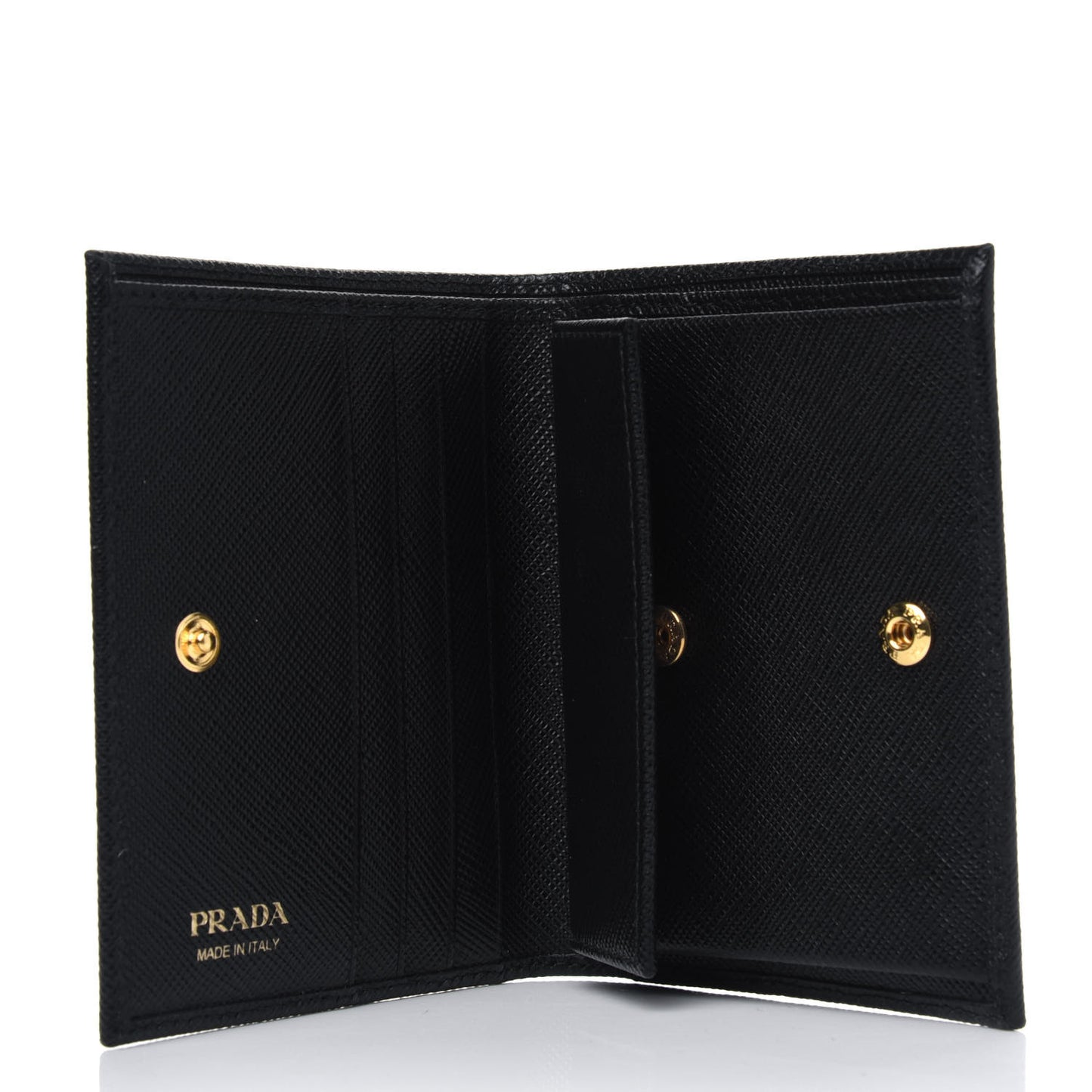 Saffiano Triangle Bi-Fold Compact Wallet Black