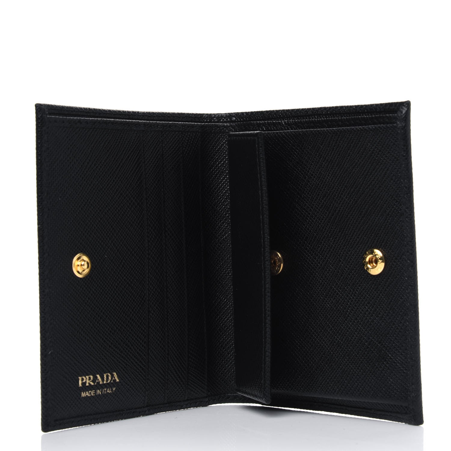 Prada Saffiano Triangle Bi-Fold Compact Wallet Black 3 of 3