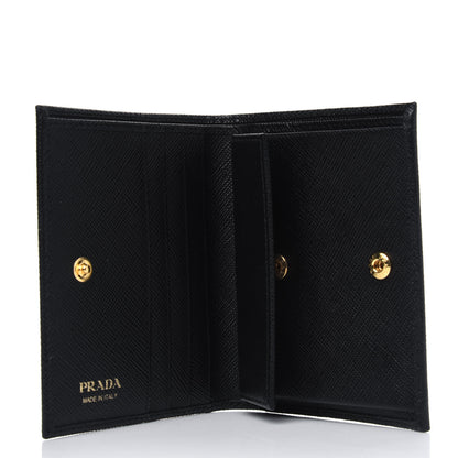 Prada Saffiano Triangle Bi-Fold Compact Wallet Black 3 of 3