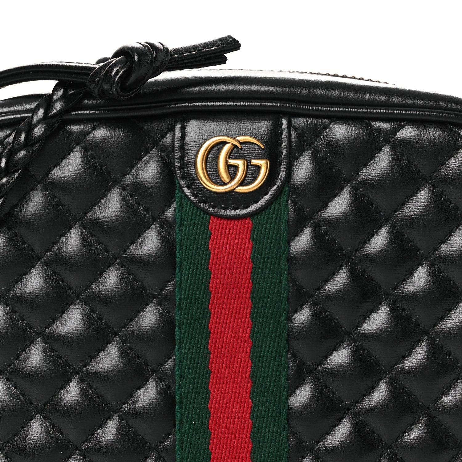 Gucci Calfskin Trapuntata Web Mini GG Shoulder Bag Black 8 of 10