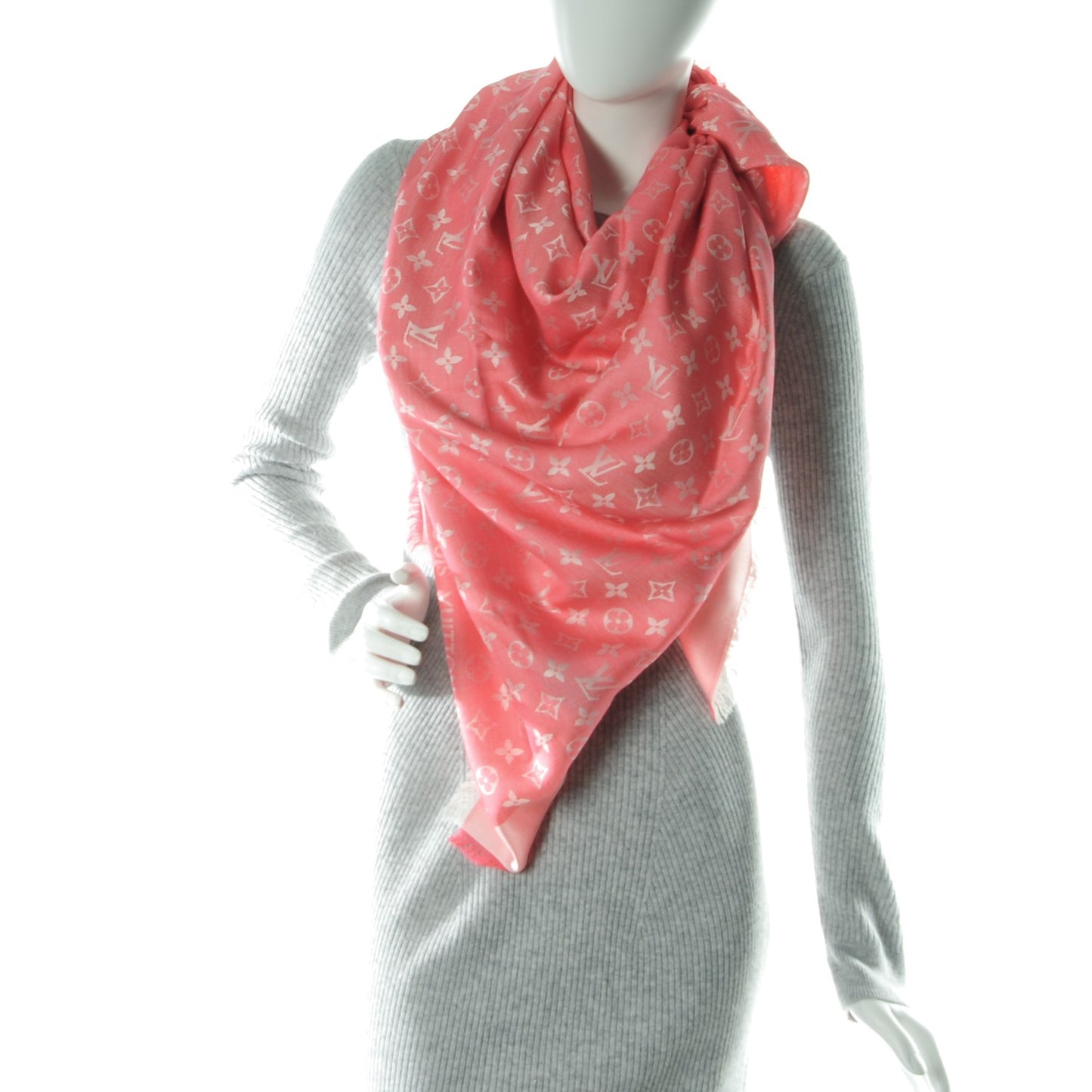 Silk Wool Monogram Denim Shawl Pivoine