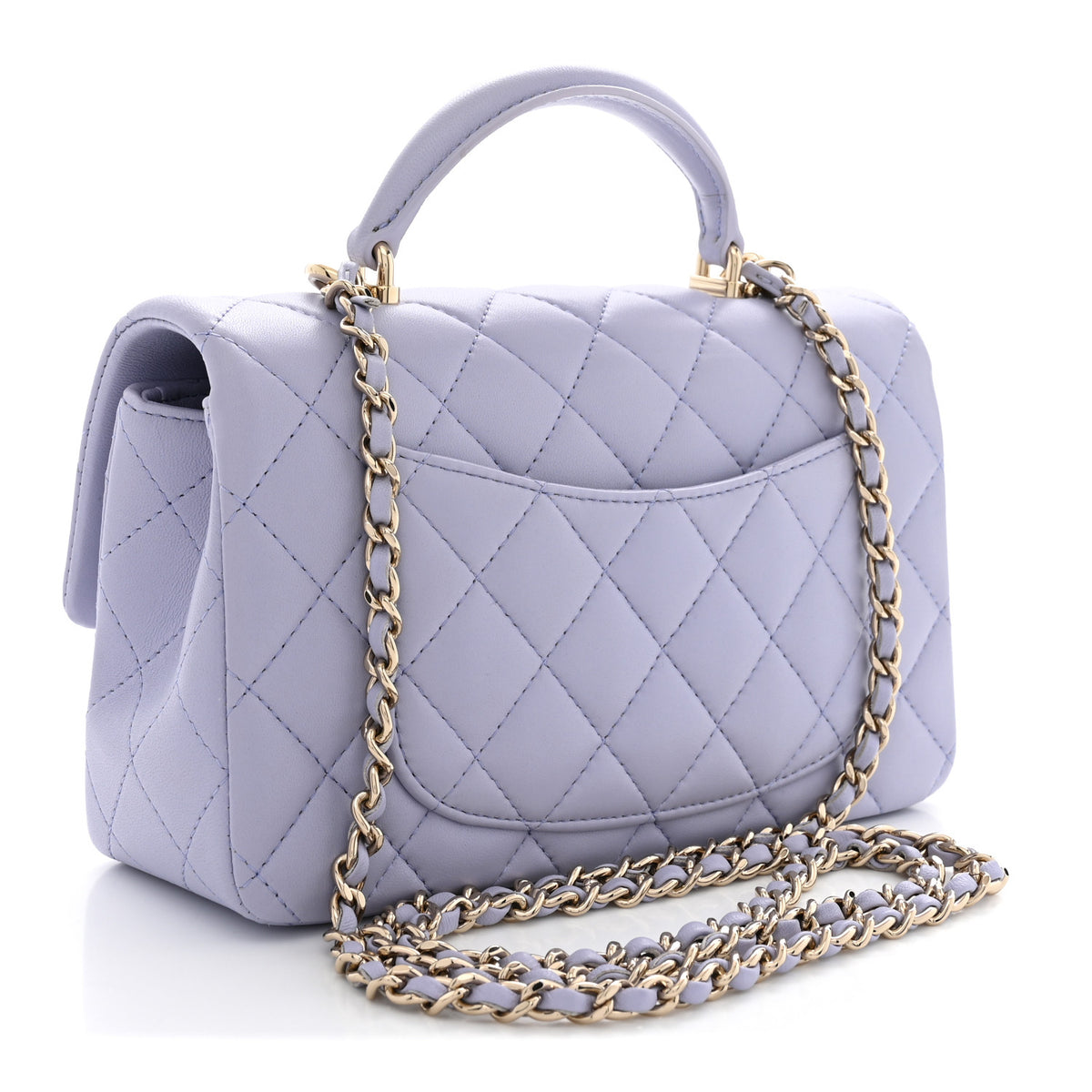 Chanel Lambskin Quilted Mini Top Handle Rectangular Flap Light Purple 3 of 10