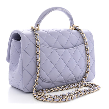 Chanel Lambskin Quilted Mini Top Handle Rectangular Flap Light Purple 3 of 10