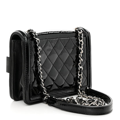 Chanel Plexiglass Patent Mini Striped Boy Brick Flap Black White 2 of 11