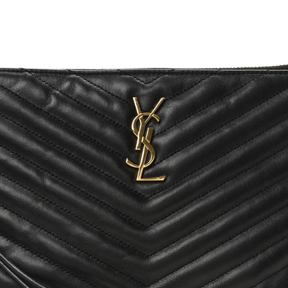 Saint Laurent Calfskin Matelasse Chevron Monogram A5 Wristlet Black 8 of 10