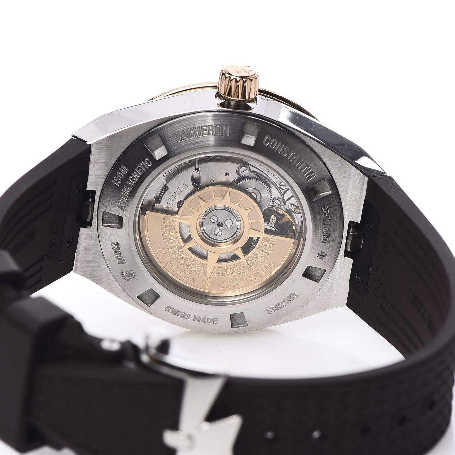 Stainless Steel 18K Pink Gold Rubber 37mm Overseas Automatic Watch 5300