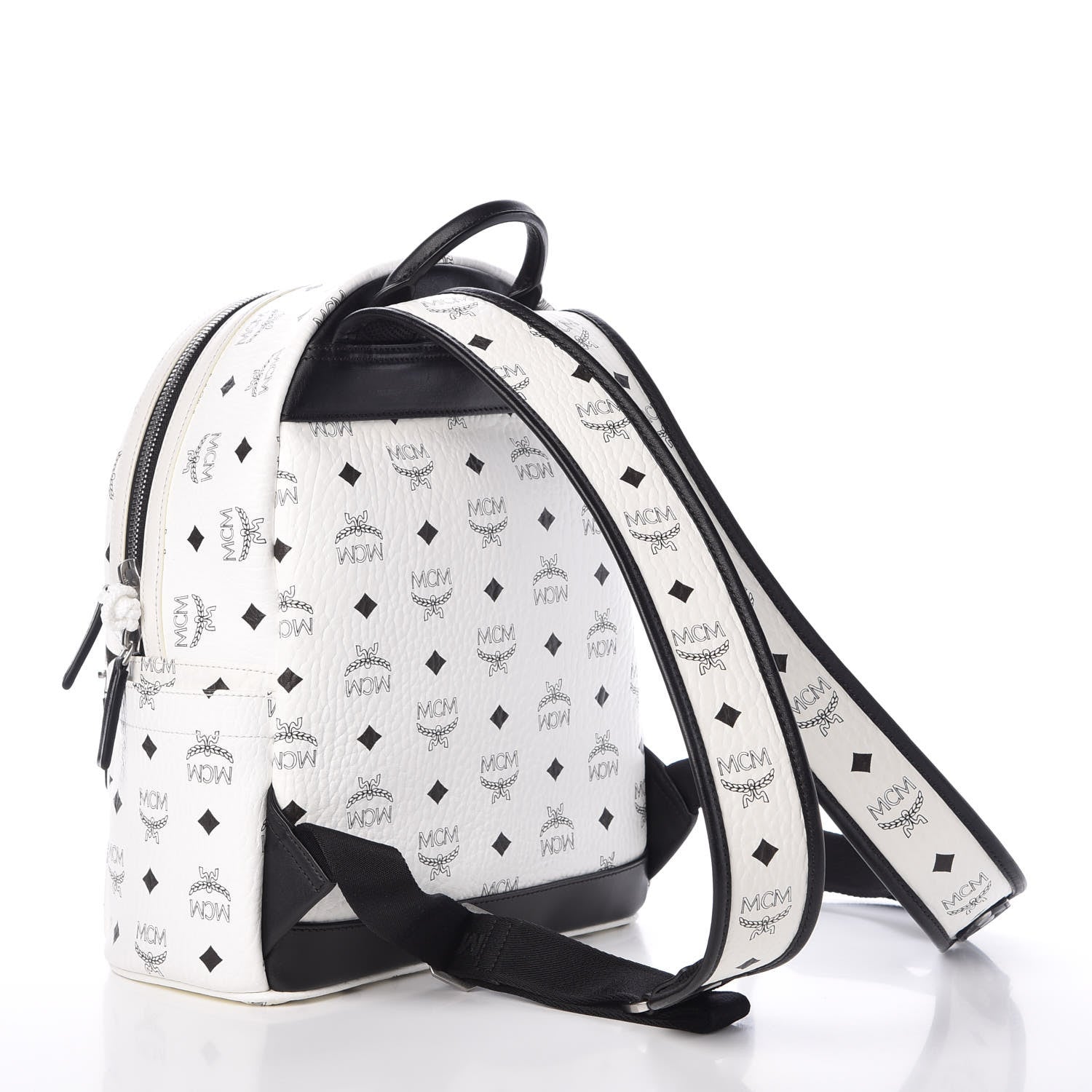 MCM Visetos Studded Small Stark M Backpack White 3 of 7