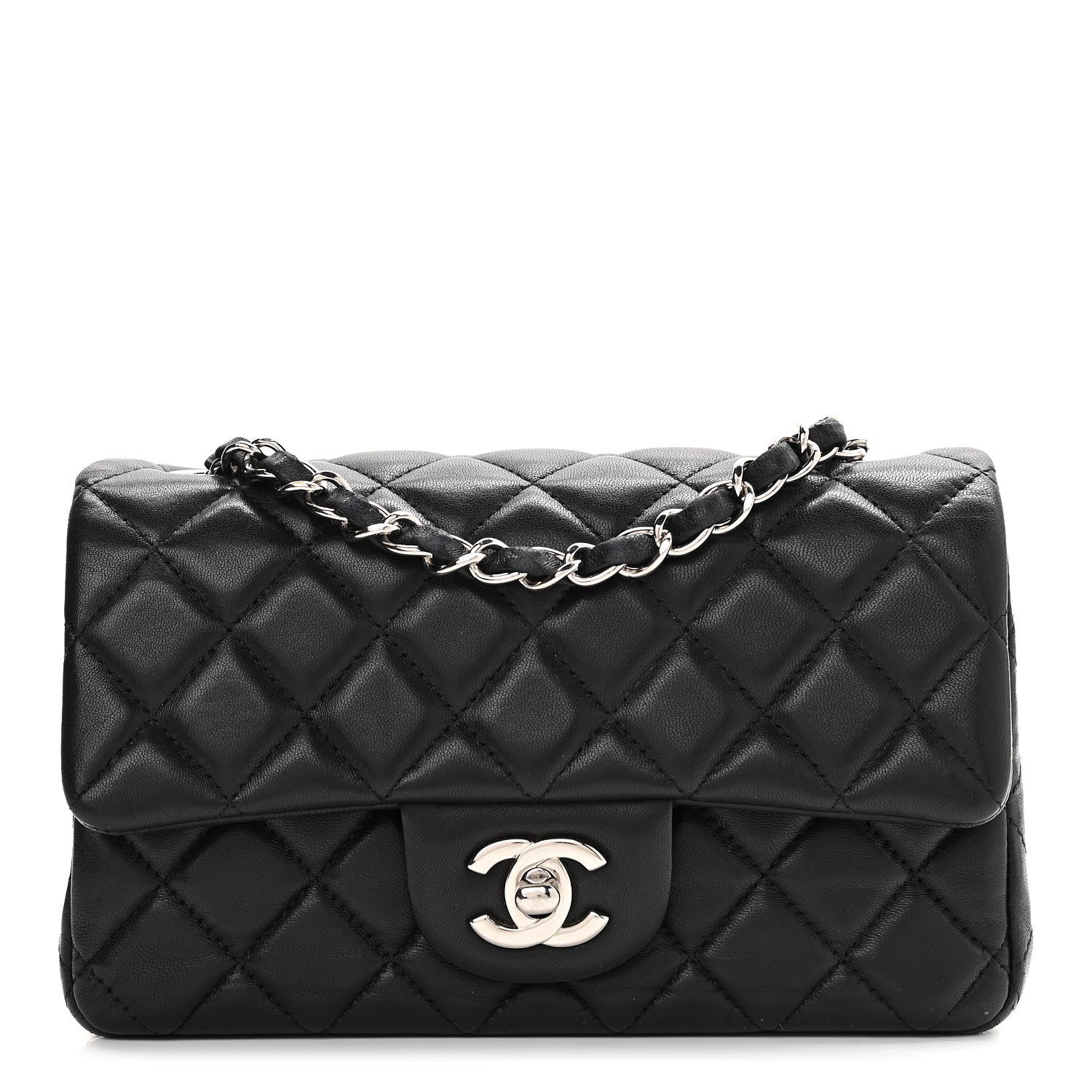 CHANEL Lambskin Quilted Mini Rectangular Flap Black - Great Gifts Club