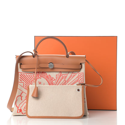 Hermes Vache Hunter Toile Pegase Pop Herbag Zip Retourne 31 PM Capucine Ecru 12 of 12