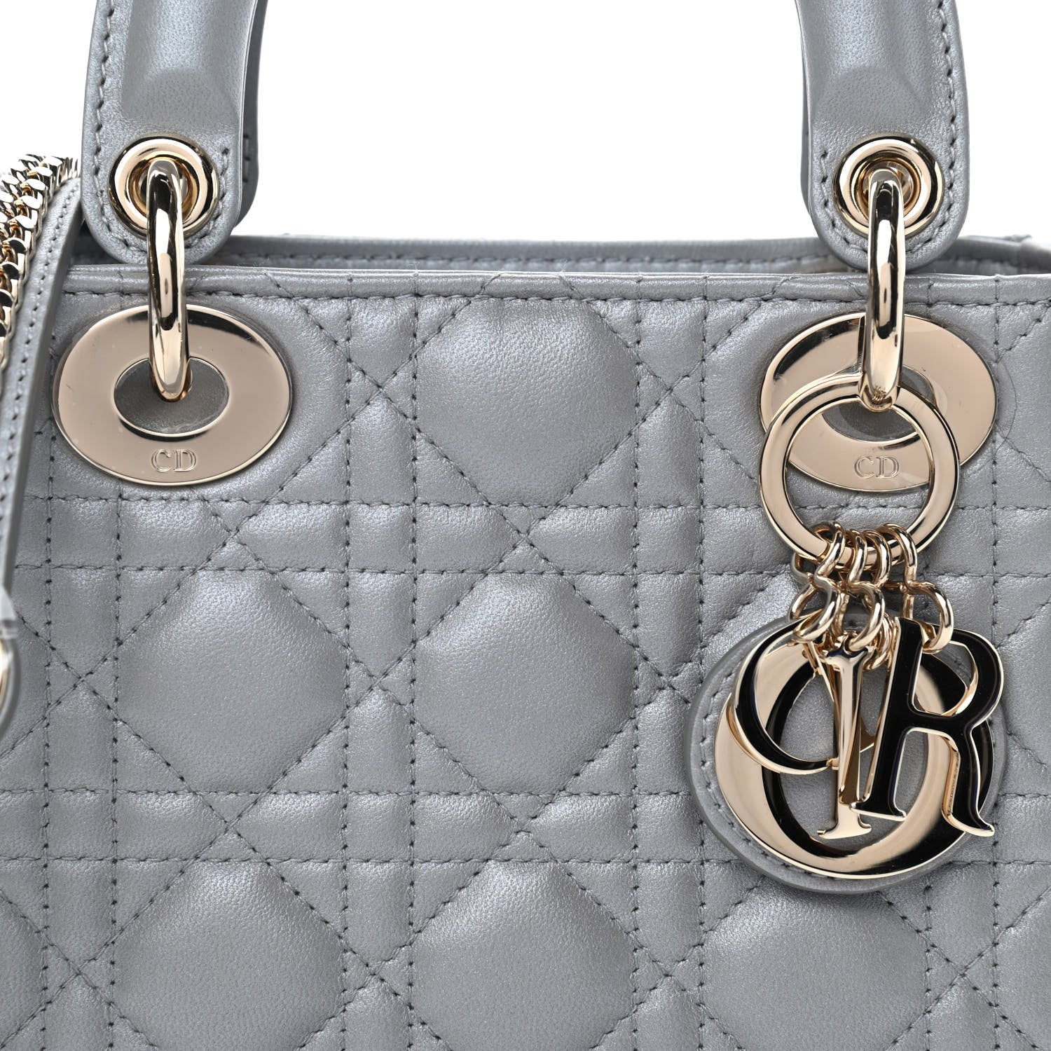 Christian Dior Lambskin Cannage Mini Lady Dior Gray Opaline 8 of 10