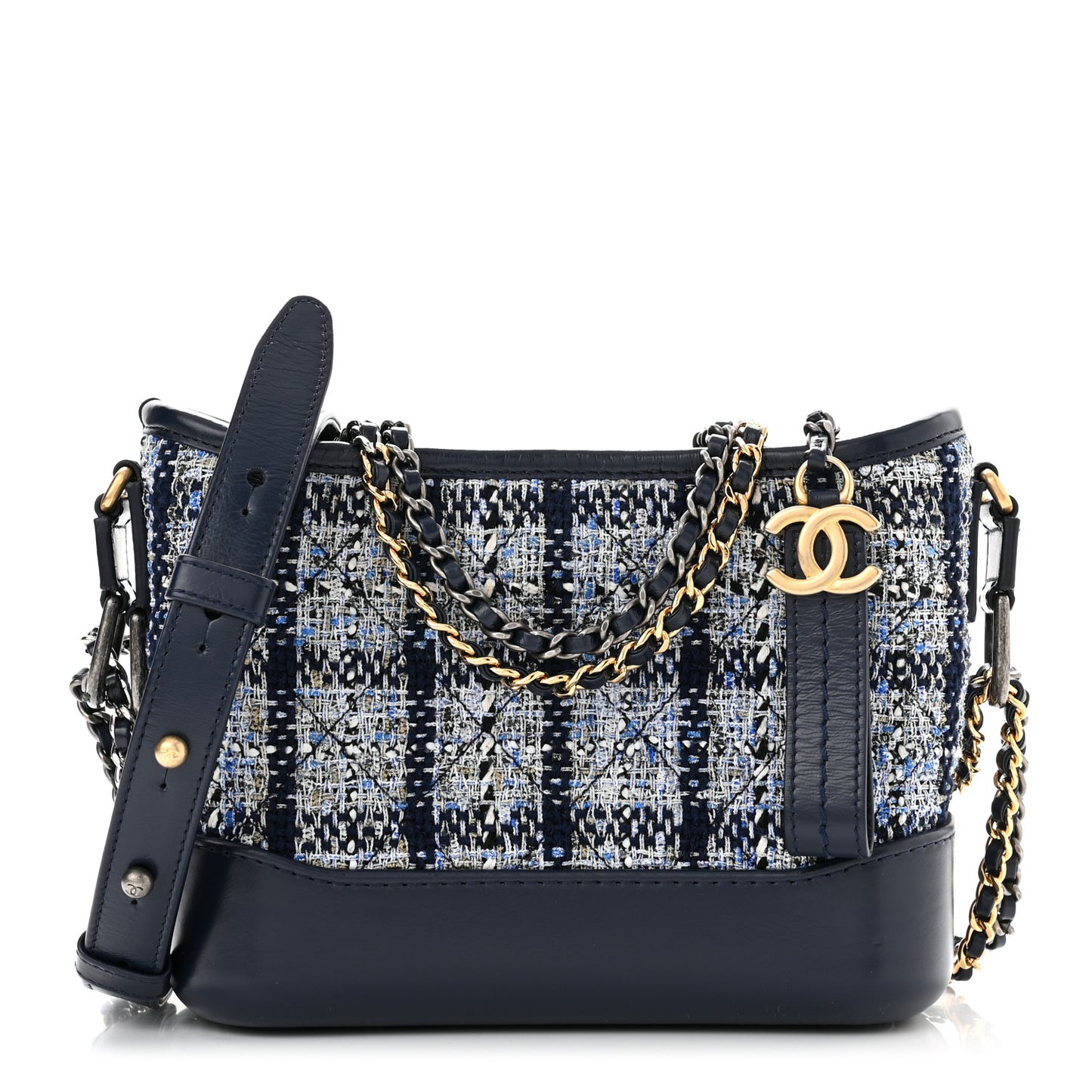 Tweed Calfskin Small Gabrielle Hobo Blue
