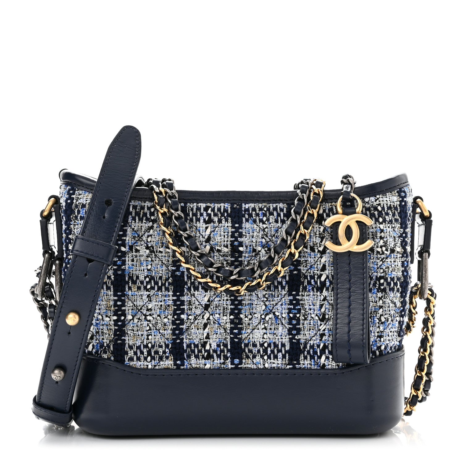 Chanel Tweed Calfskin Small Gabrielle Hobo Blue 1 of 10