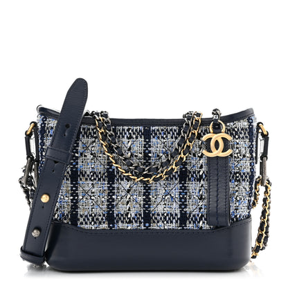 Chanel Tweed Calfskin Small Gabrielle Hobo Blue 1 of 10