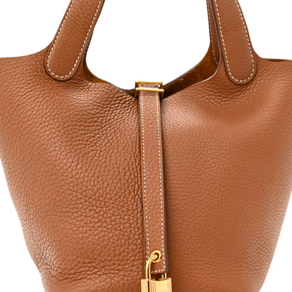 Hermes Taurillon Clemence Picotin Lock 18 PM Gold 8 of 11