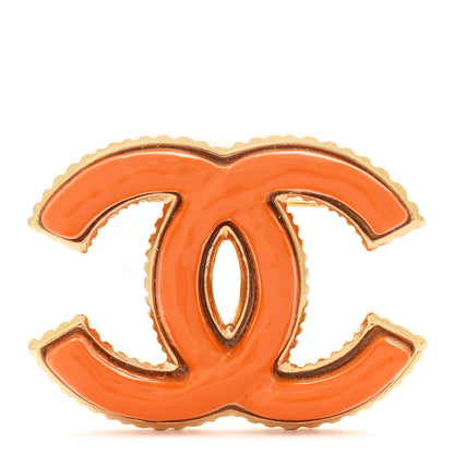 Chanel Metal Enamel CC Brooch Gold Orange 1 of 4