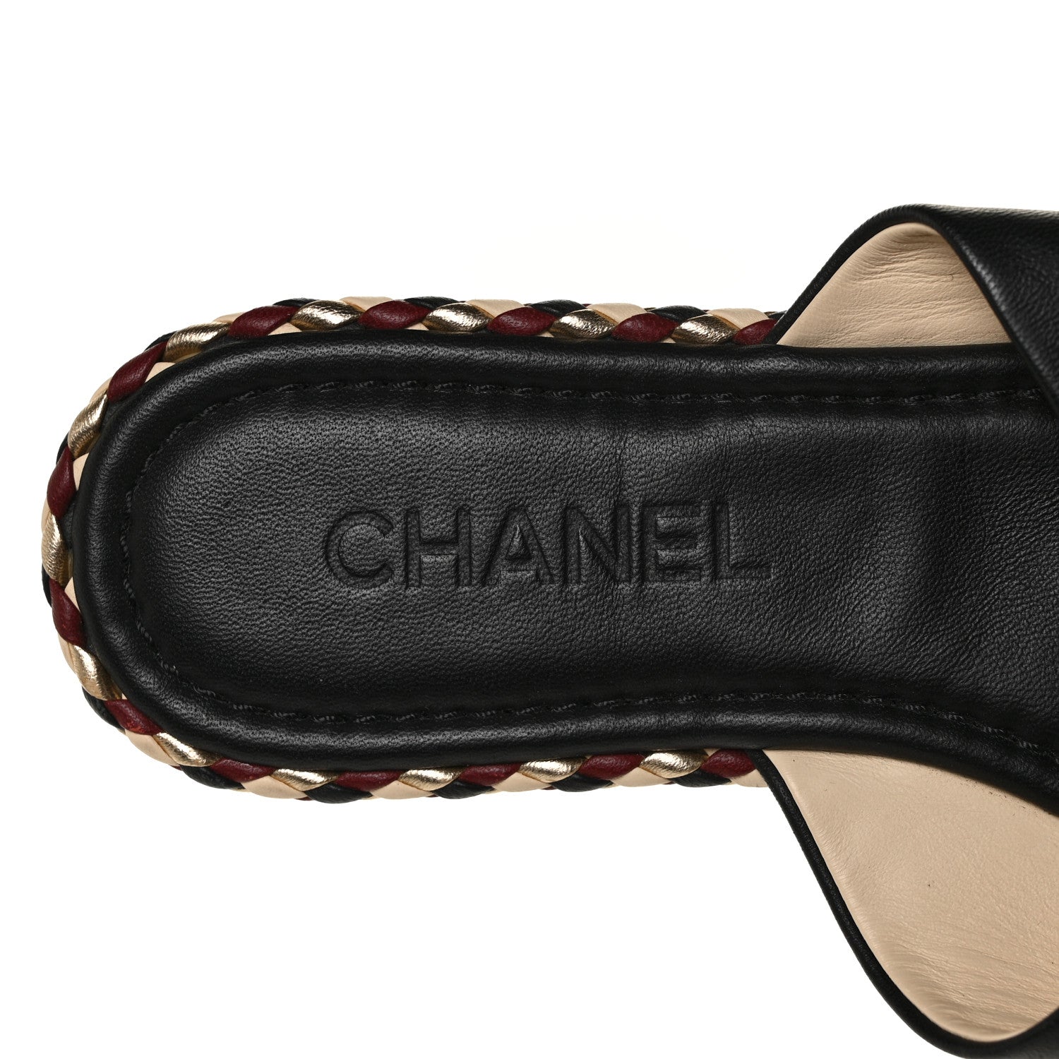 Chanel Lambskin Braided Mule Sandals 39 Black 7 of 8