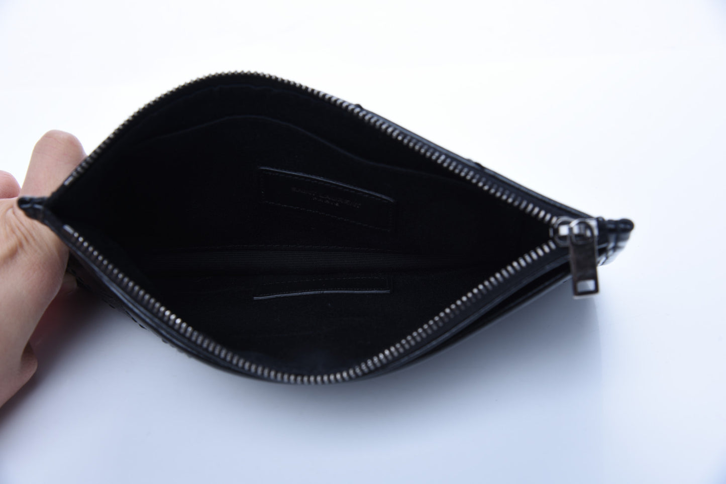 Crinkled Calfskin Matelasse Monogram Niki Bill Pouch Black