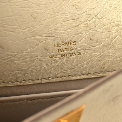 Hermes Ostrich Kelly Pochette Clutch Beton 6 of 15