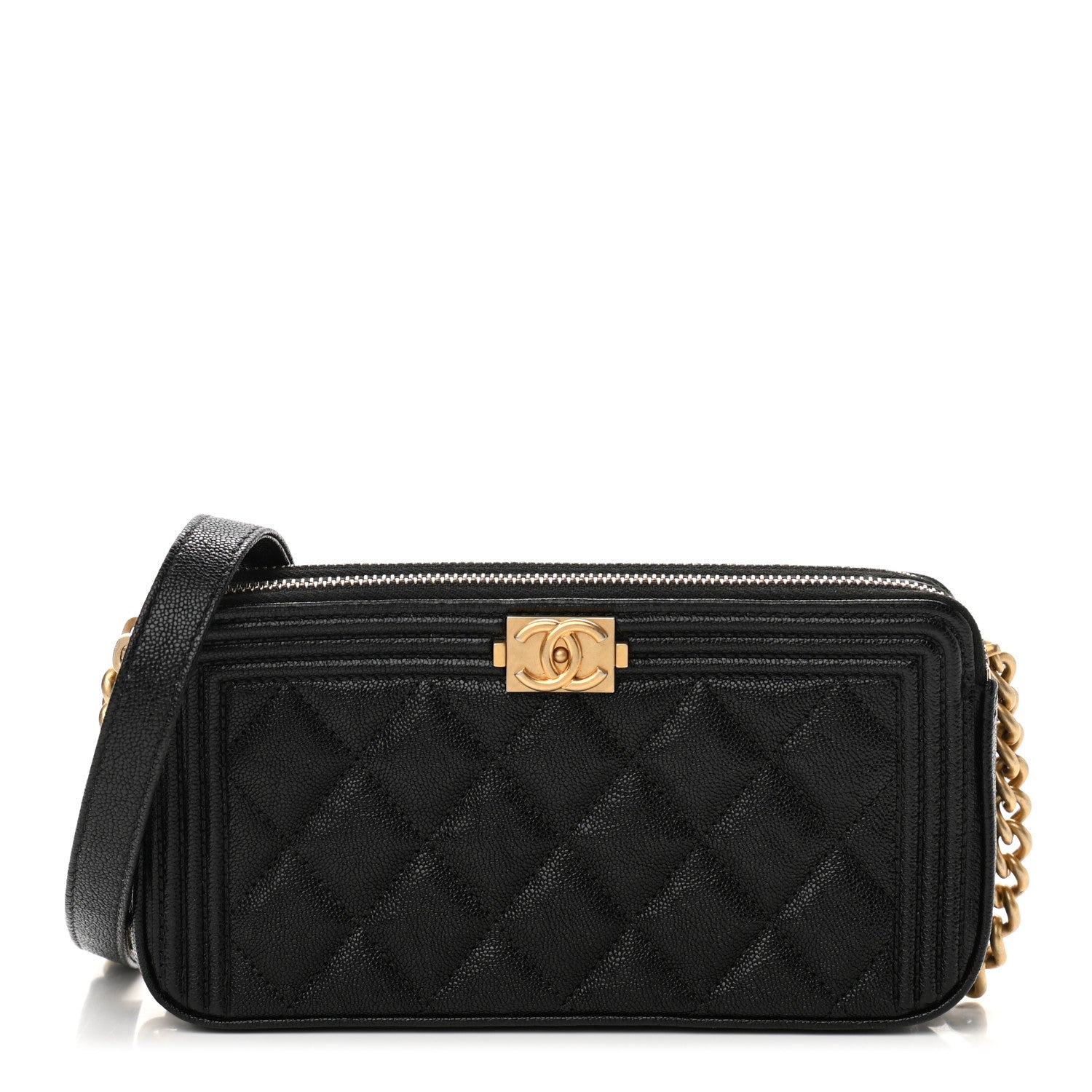 Chanel Caviar Quilted Small Boy Clutch With Chain Black 1 of 15