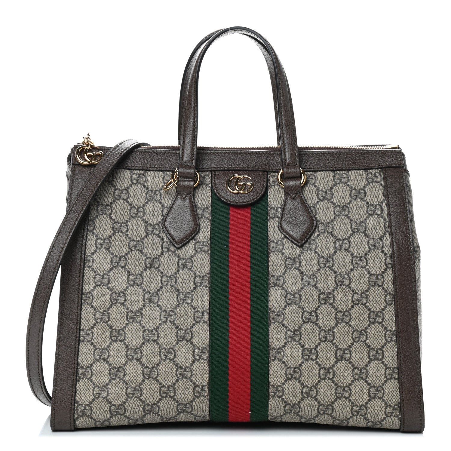 Gucci GG Supreme Monogram Web Medium Ophidia Tote Bag Brown 1 of 5