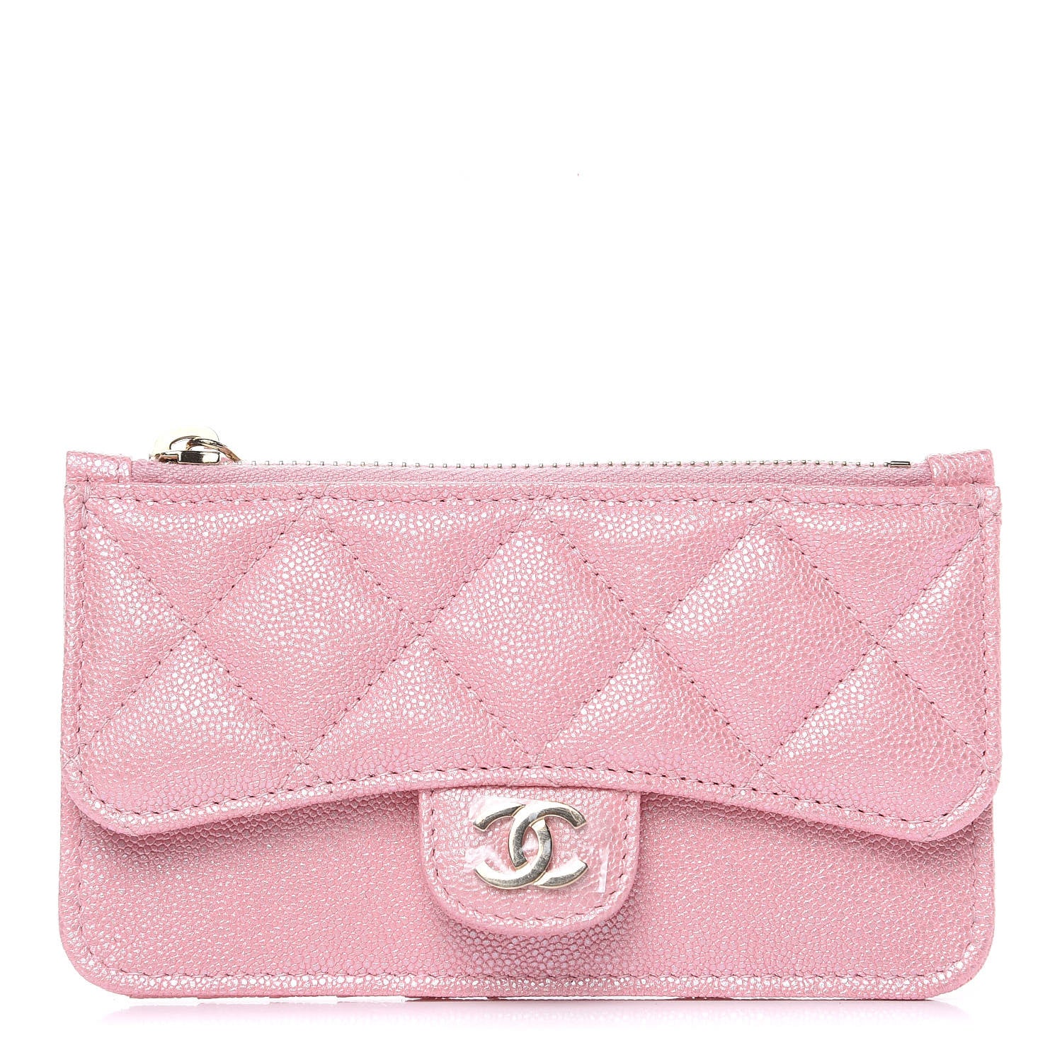 Chanel Iridescent Caviar Quilted Flap Zip Card Holder Pink 1 of 8