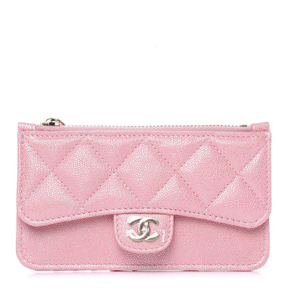 Chanel Iridescent Caviar Quilted Flap Zip Card Holder Pink 1 of 8